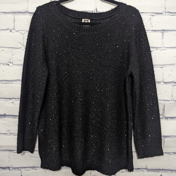 Anne Klein Black Sequin Sweater Women's Size XL - Picture 1 of 7
